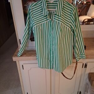 Cato Green and White Striped Shirt